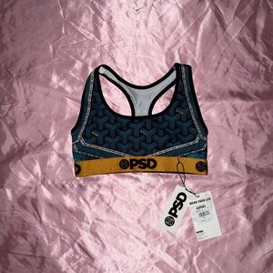 PSD Blue and Gold Patterned Bra